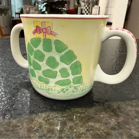 Childs Mug Two Handled Kelly B. Rightsell Designs Portugal Monkey & Turtle EUC - Picture 5 of 10
